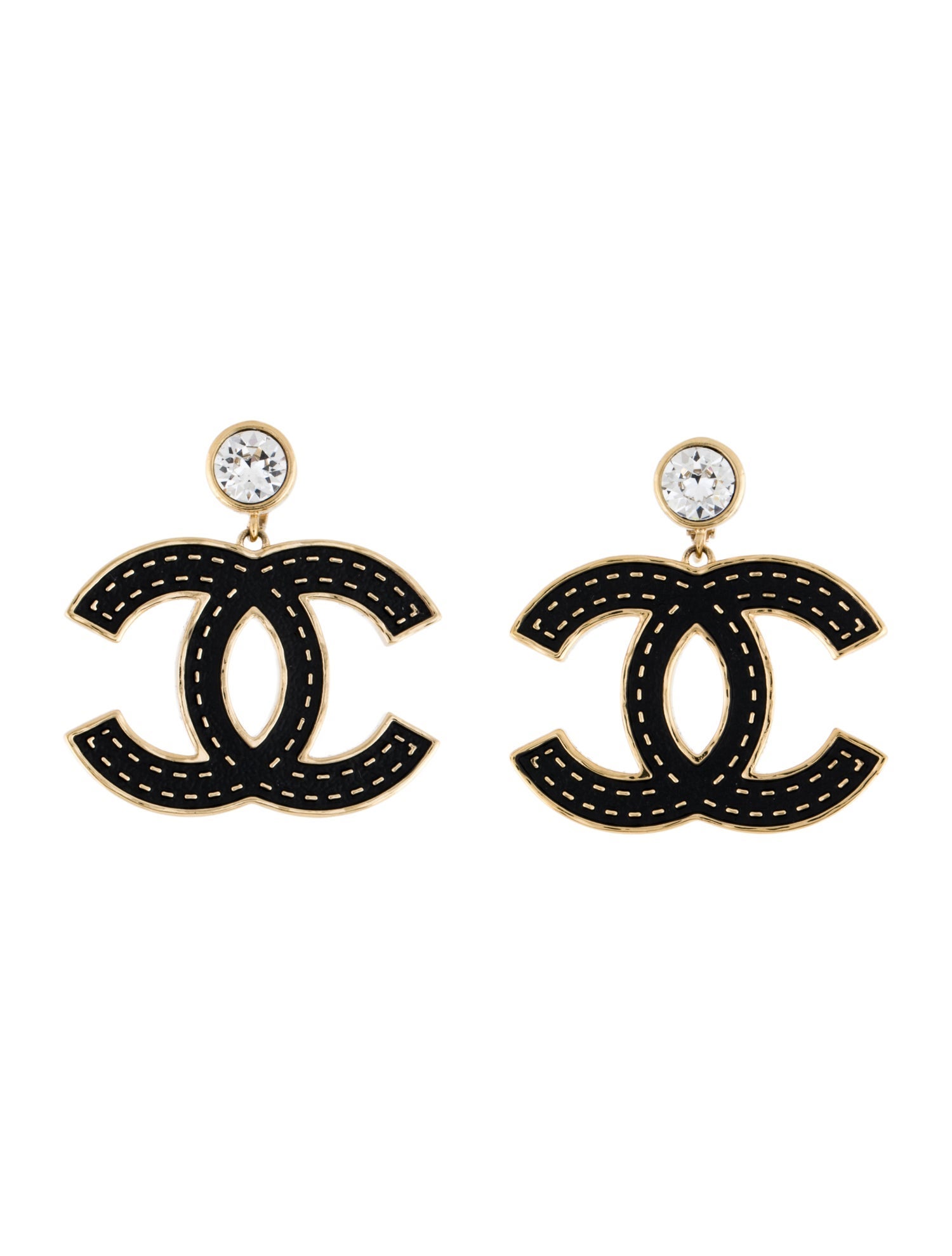 Chanel 2023 Strass Clip-On Drop Earrings