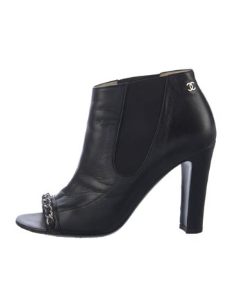 Chanel Interlocking CC Logo Leather Chelsea Boots