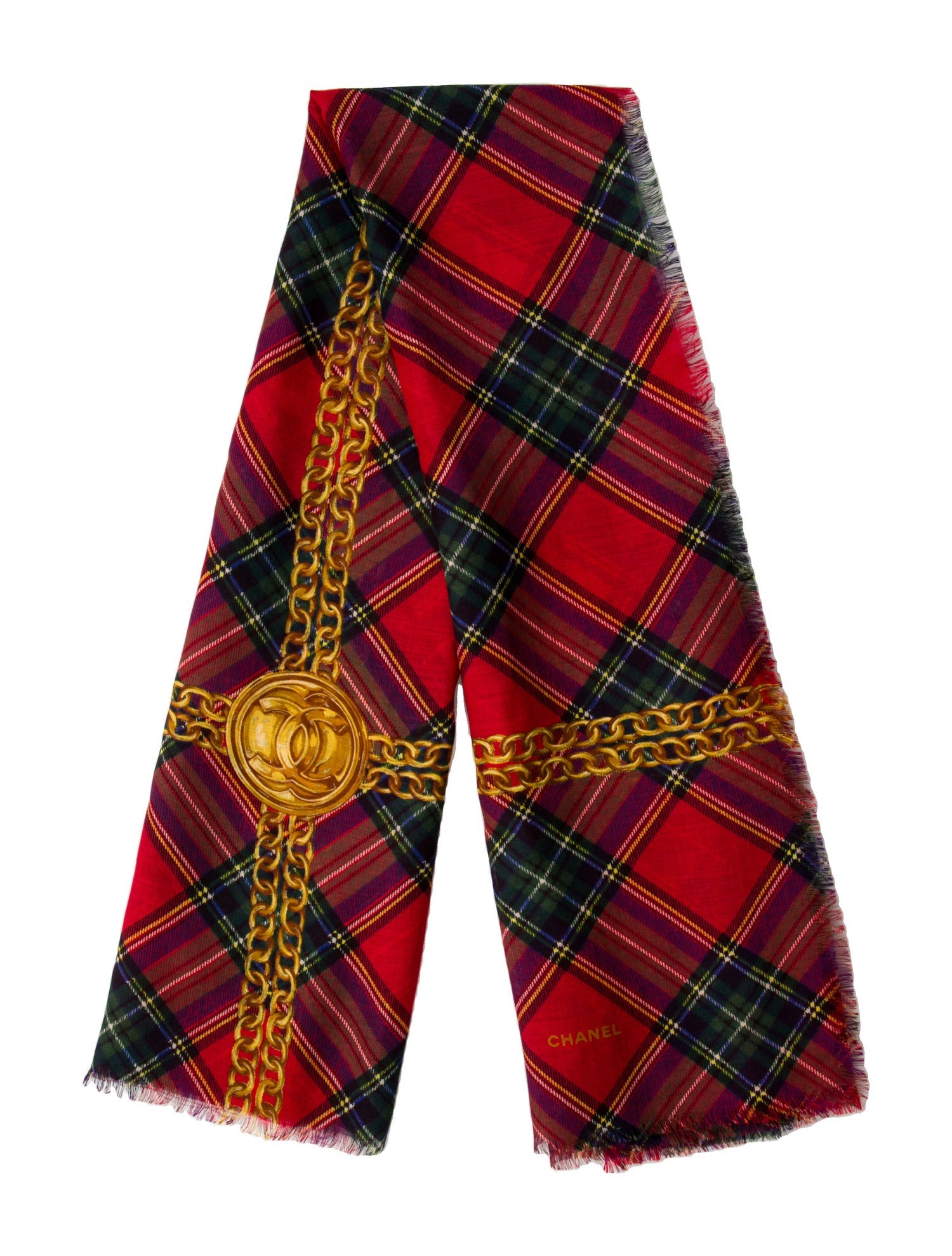 Chanel Silk Interlocking CC Logo Scarf