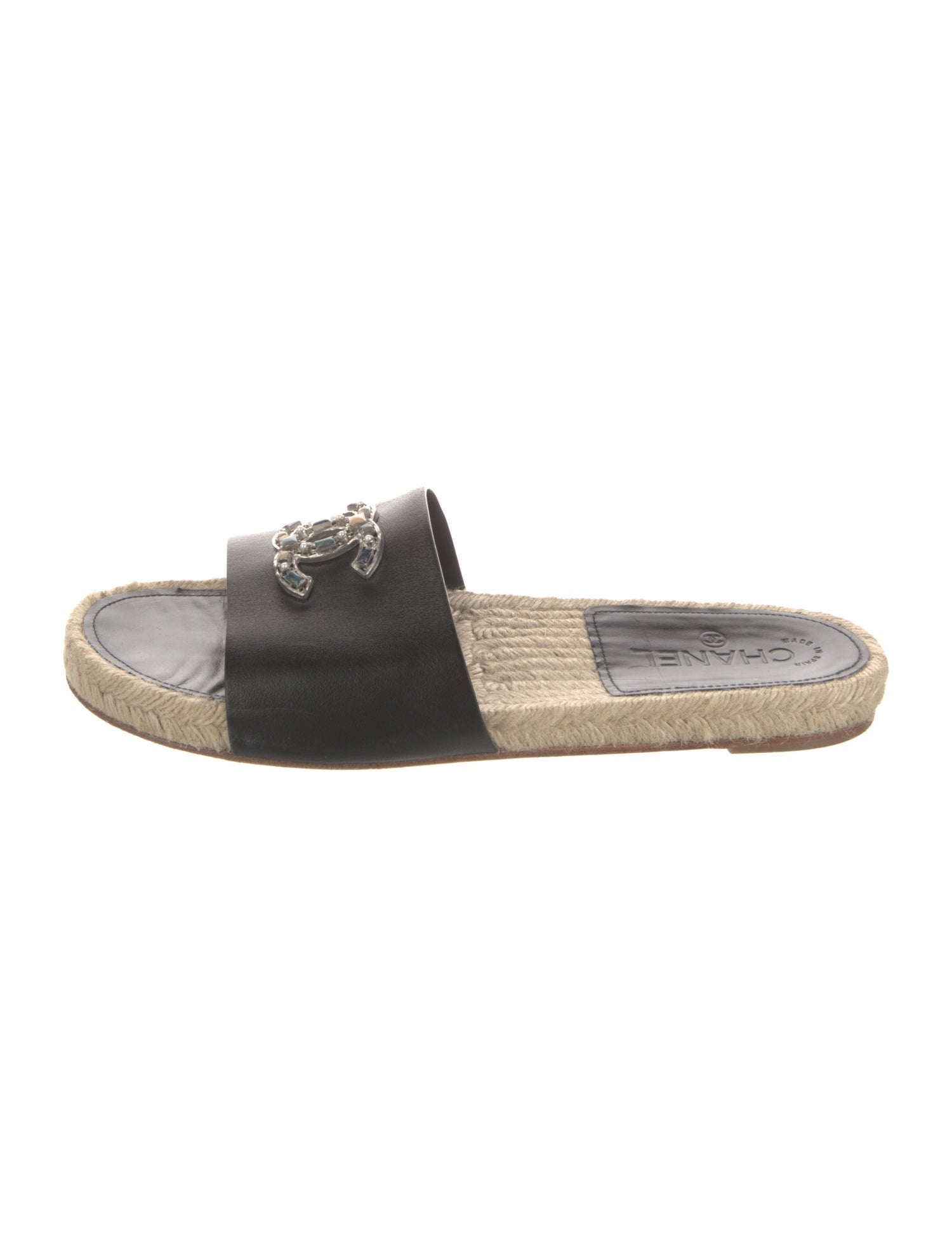 Chanel Interlocking CC Logo Leather Espadrilles