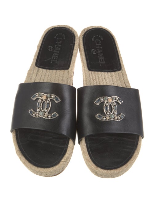 Chanel Interlocking CC Logo Leather Espadrilles