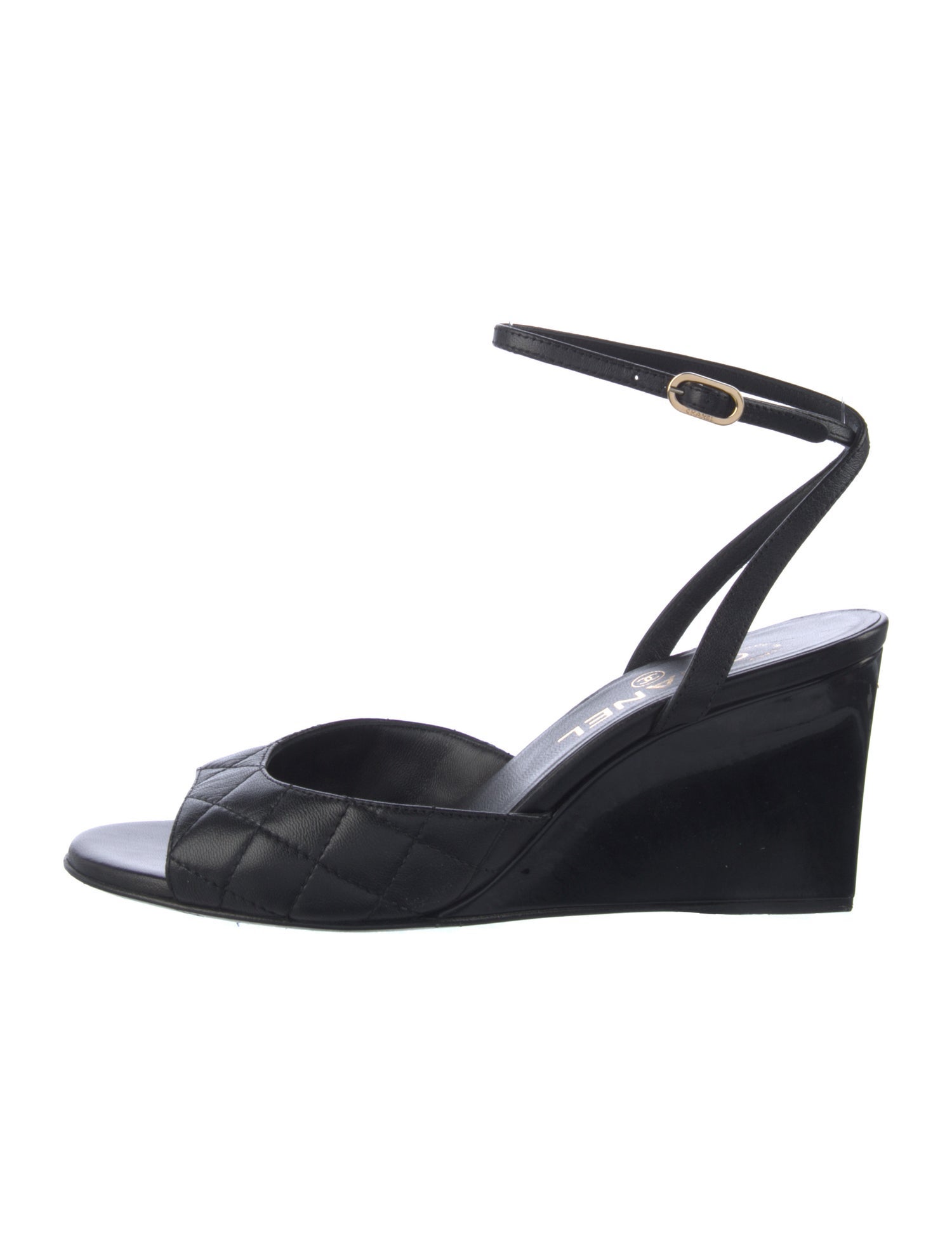 Chanel Interlocking CC Logo Leather Slingback Sandals