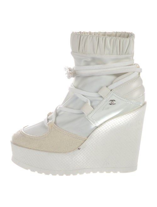 Chanel Interlocking CC Logo Nylon Lace-Up Boots