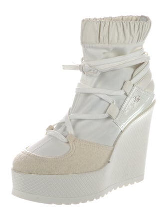 Chanel Interlocking CC Logo Nylon Lace-Up Boots