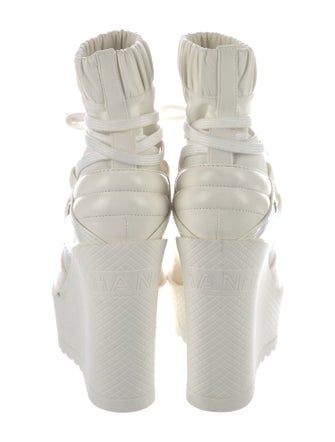 Chanel Interlocking CC Logo Nylon Lace-Up Boots