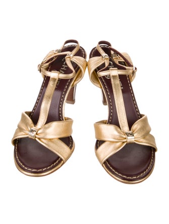 Chanel Interlocking CC Logo Leather T-Strap Sandals