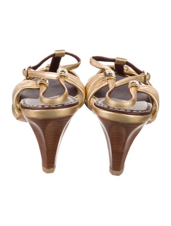 Chanel Interlocking CC Logo Leather T-Strap Sandals