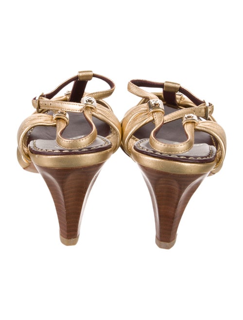 Chanel Interlocking CC Logo Leather T-Strap Sandals