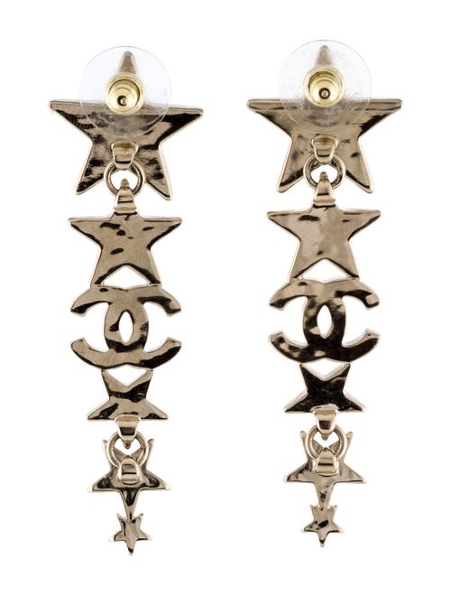 Chanel 2023 Strass CC Star Drop Earrings