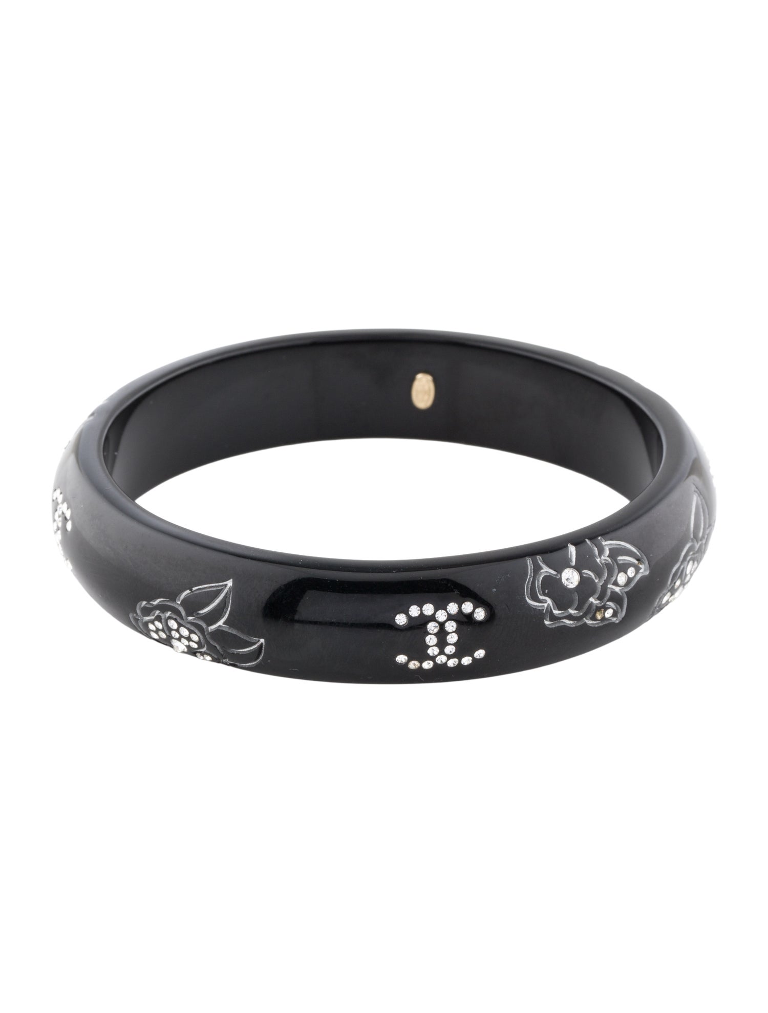 Chanel Strass & Resin Camelia Bangle Bracelet