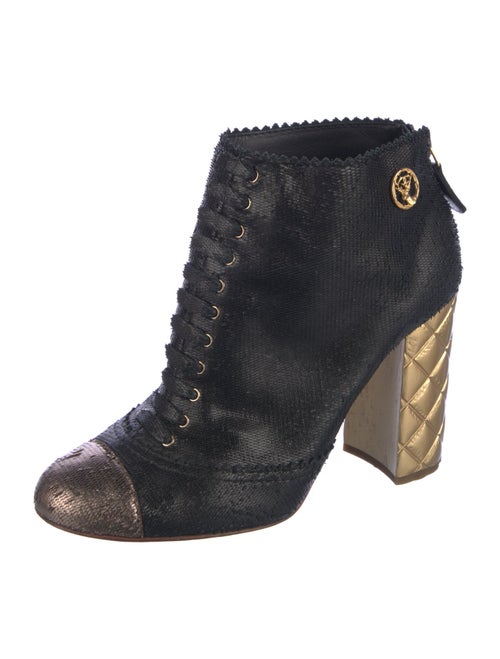 Chanel Interlocking CC Logo Leather Lace-Up Boots