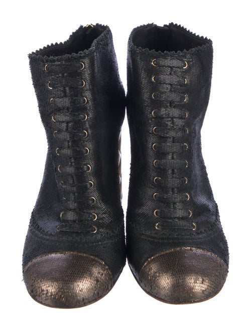 Chanel Interlocking CC Logo Leather Lace-Up Boots
