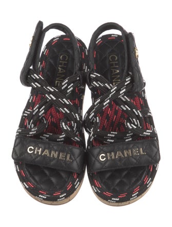 Chanel Interlocking CC Logo Leather Sandals