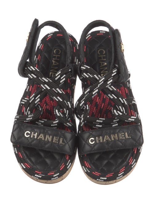 Chanel Interlocking CC Logo Leather Sandals