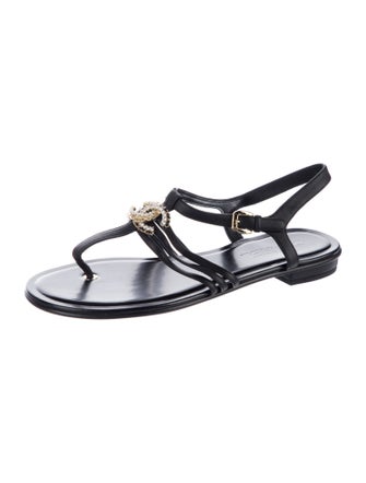 Chanel 2023 Interlocking CC Logo T-Strap Sandals