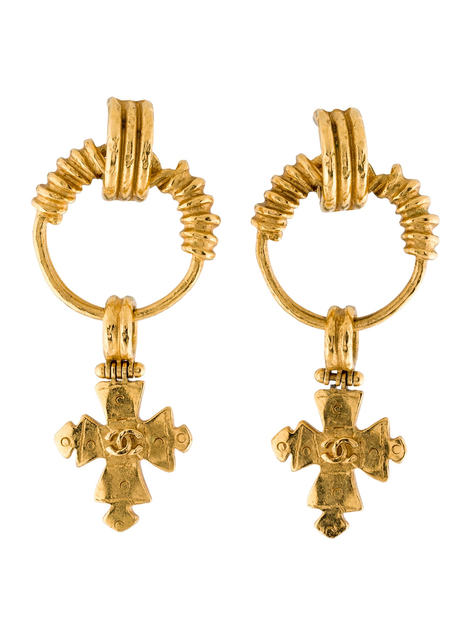 Chanel Vintage Cross Drop Earrings
