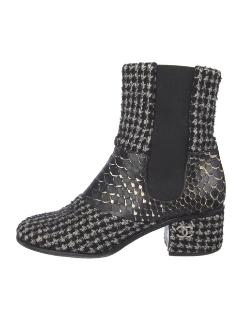 Chanel Interlocking CC Logo Tweed Chelsea Boots