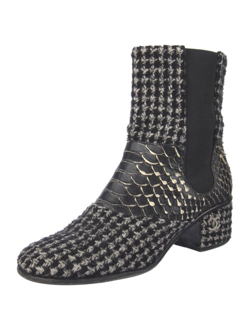 Chanel Interlocking CC Logo Tweed Chelsea Boots