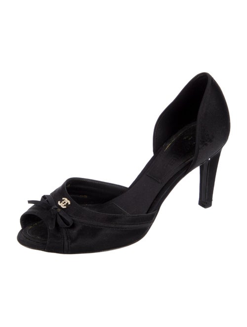 Chanel Interlocking CC Logo Satin D'Orsay Pumps