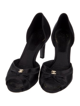 Chanel Interlocking CC Logo Satin D'Orsay Pumps