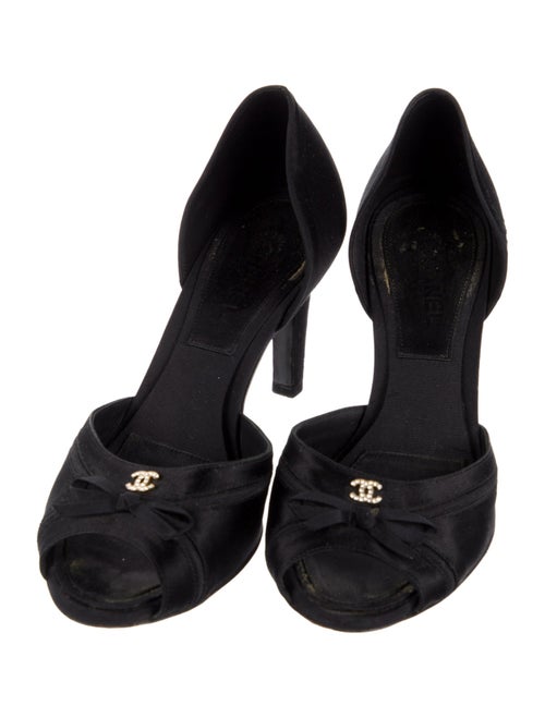 Chanel Interlocking CC Logo Satin D'Orsay Pumps