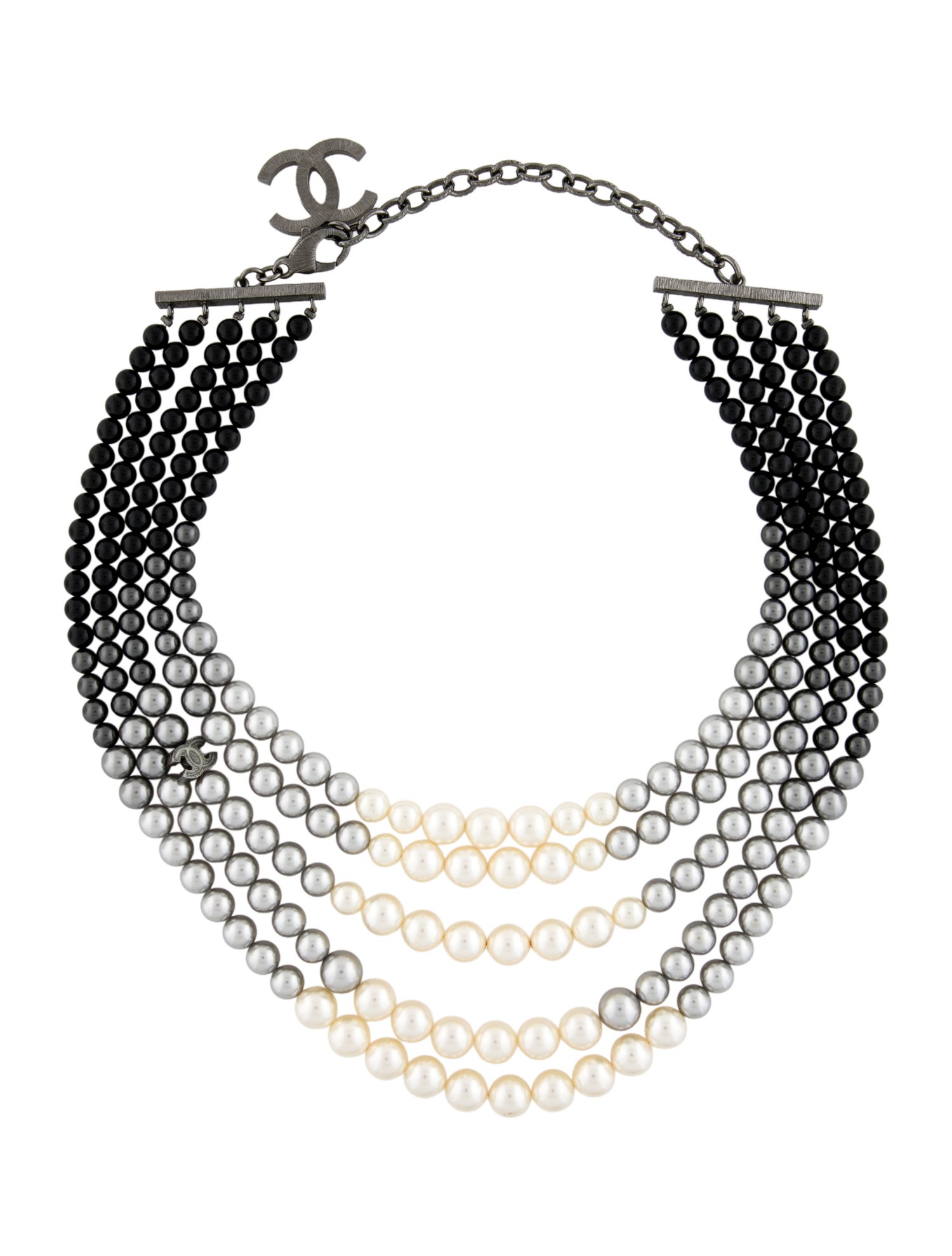 Chanel Faux Pearl Graduated Multi Strand Necklace