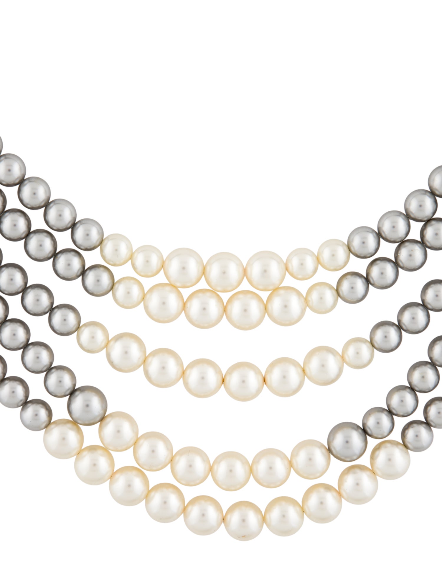 Chanel Faux Pearl Graduated Multi Strand Necklace