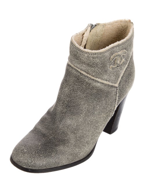 Chanel Interlocking CC Logo Suede Boots