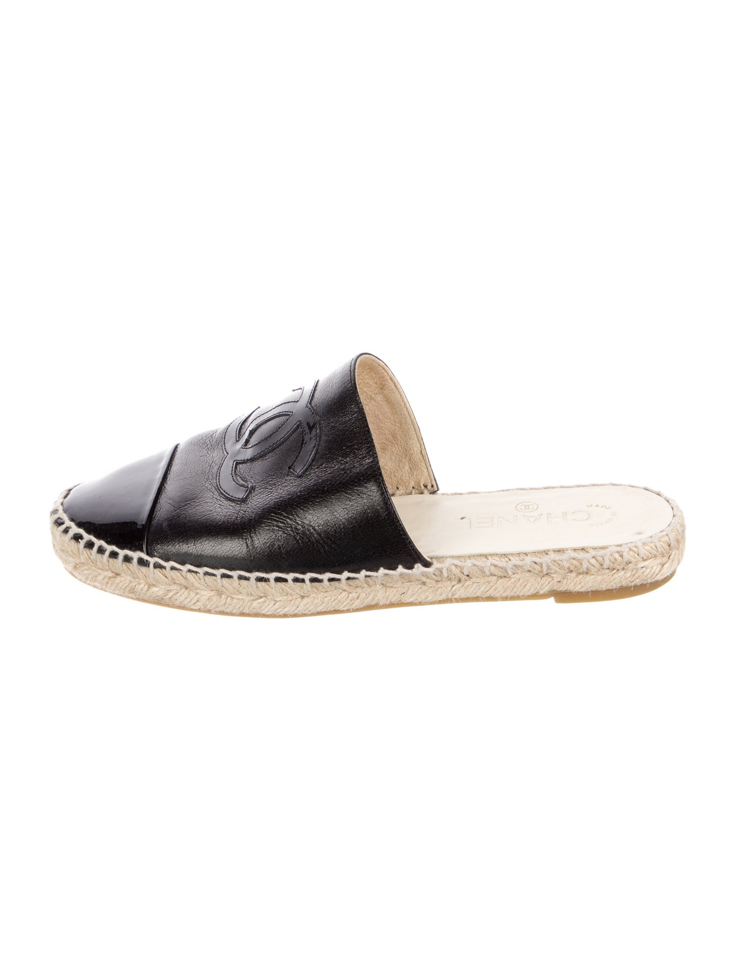 Chanel Interlocking CC Logo Leather Espadrilles