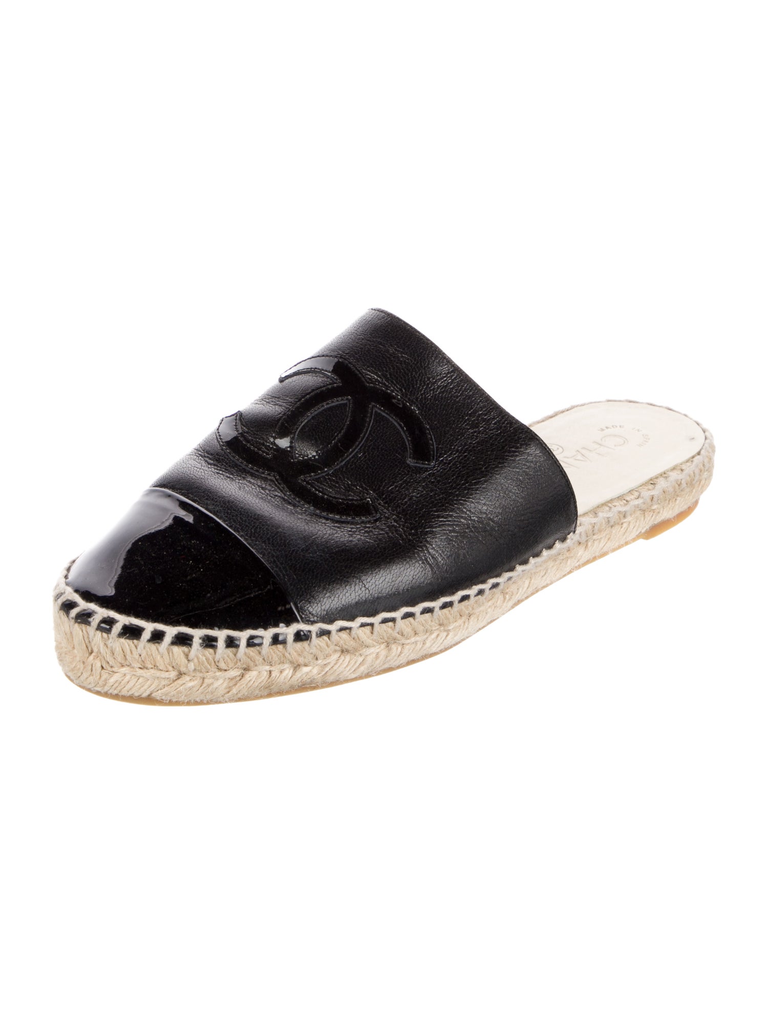 Chanel Interlocking CC Logo Leather Espadrilles