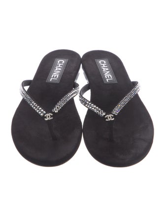 Chanel 2025 Interlocking CC Logo Flip Flops