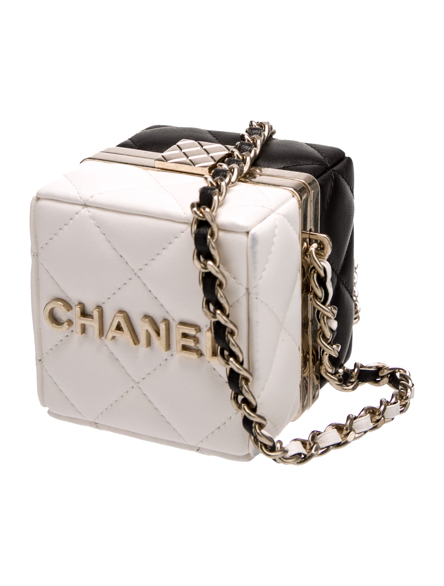 Chanel 2023 Quilted Cube Clutch w/ Chain