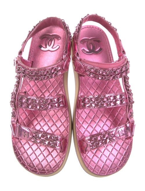 Chanel Interlocking CC Logo Leather Sandals