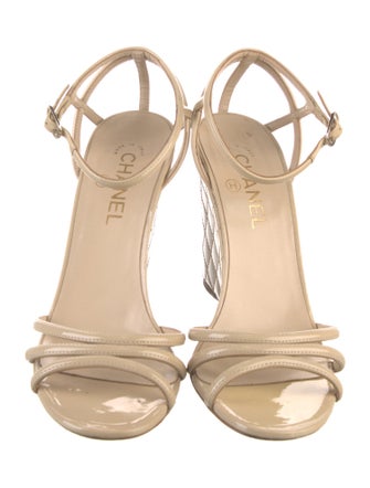 Chanel Interlocking CC Logo Patent Leather Sandals