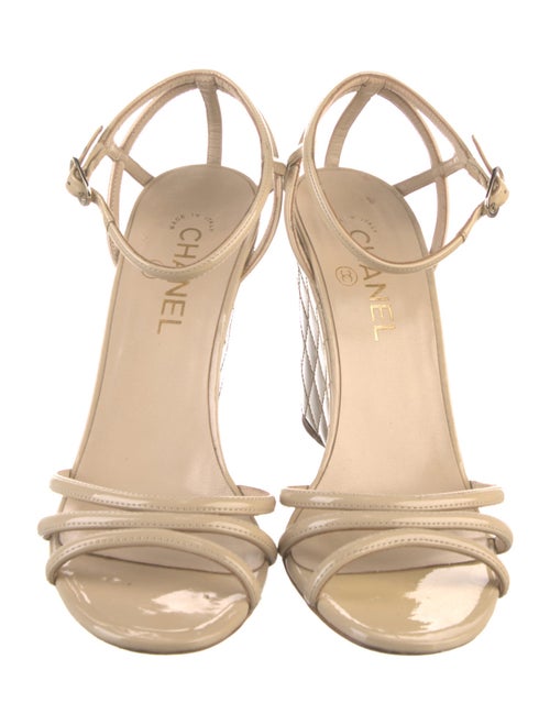 Chanel Interlocking CC Logo Patent Leather Sandals