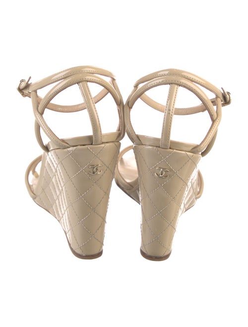 Chanel Interlocking CC Logo Patent Leather Sandals