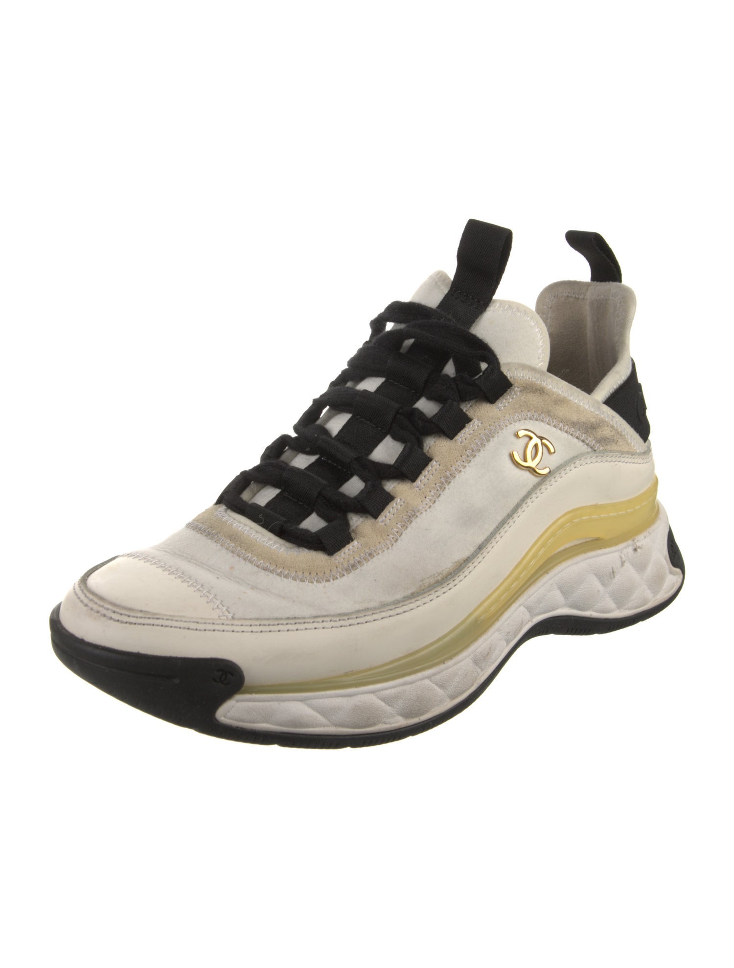 Chanel Interlocking CC Logo Leather Sneakers