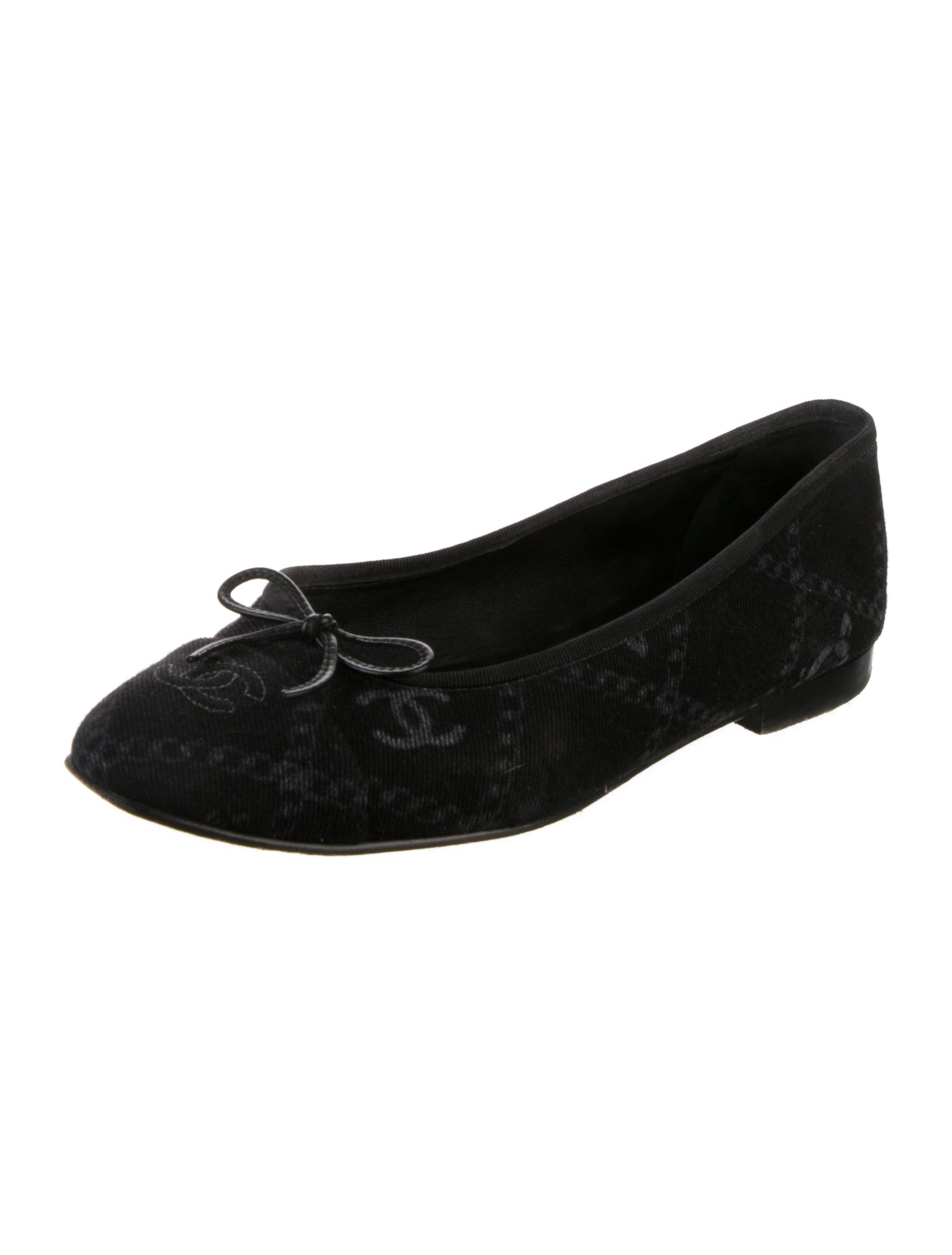 Chanel Interlocking CC Logo Canvas Ballet Flats