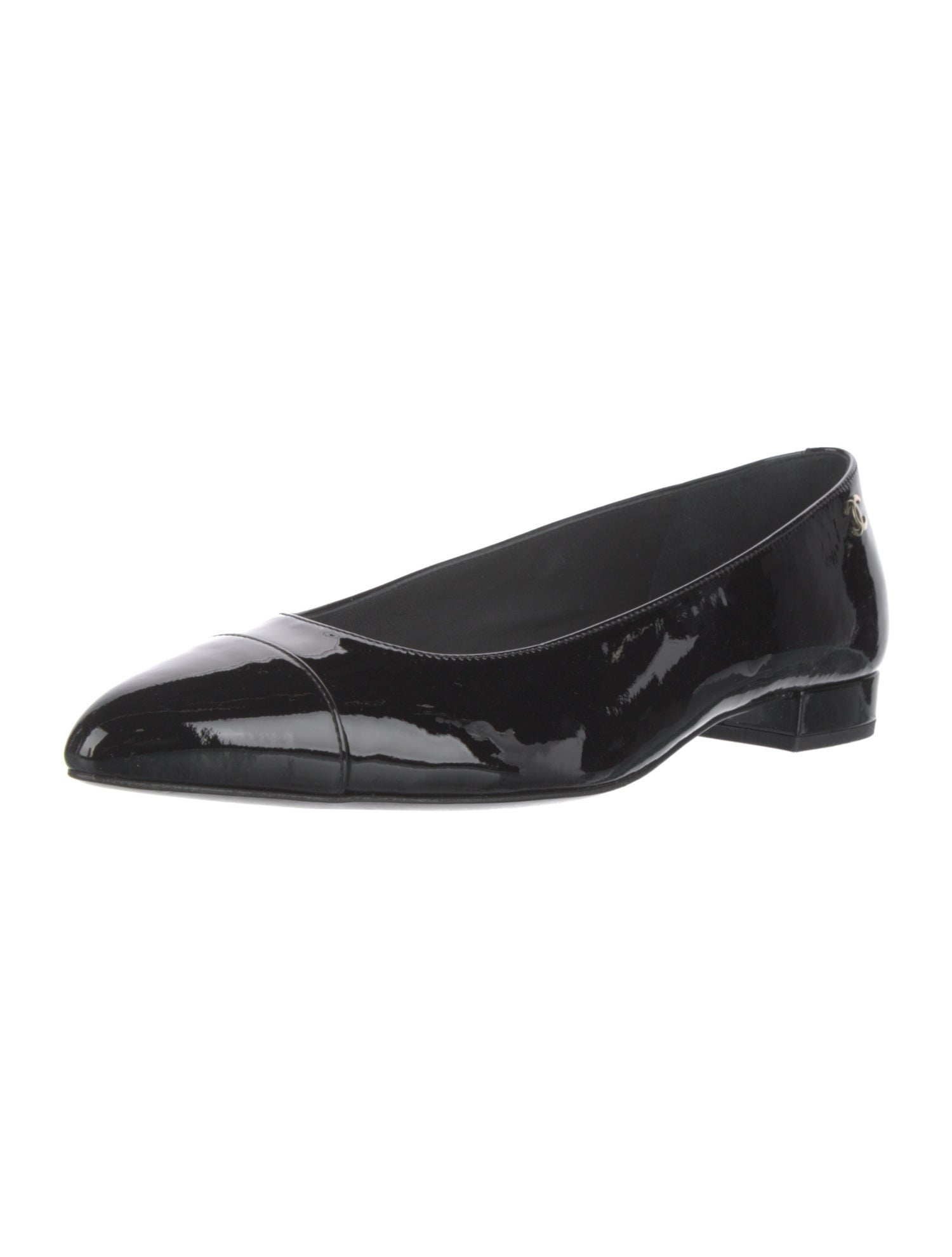 Chanel Interlocking CC Logo Patent Leather Flats