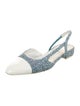 Chanel Interlocking CC Logo Tweed Slingback Flats