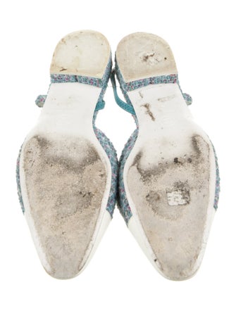 Chanel Interlocking CC Logo Tweed Slingback Flats