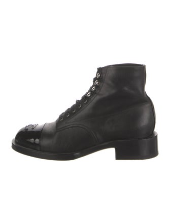 Chanel Interlocking CC Logo Leather Combat Boots