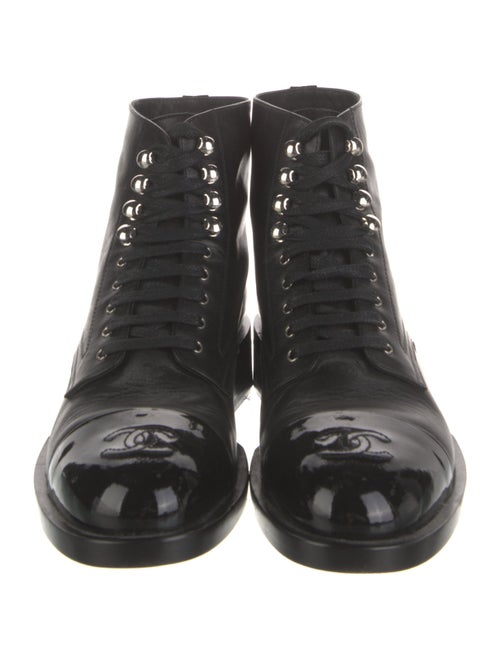 Chanel Interlocking CC Logo Leather Combat Boots