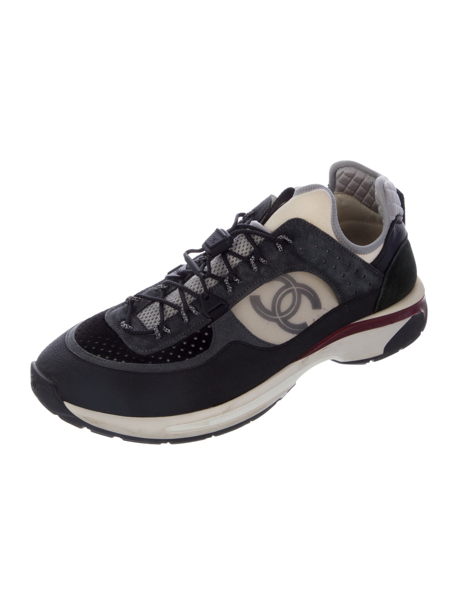 Chanel Interlocking CC Logo Leather Athletic Sneakers
