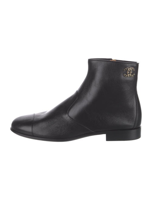 Chanel Interlocking CC Logo Leather Chelsea Boots