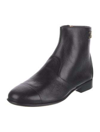 Chanel Interlocking CC Logo Leather Chelsea Boots