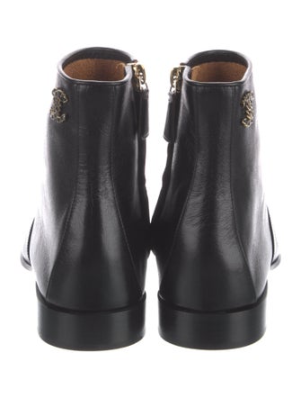 Chanel Interlocking CC Logo Leather Chelsea Boots