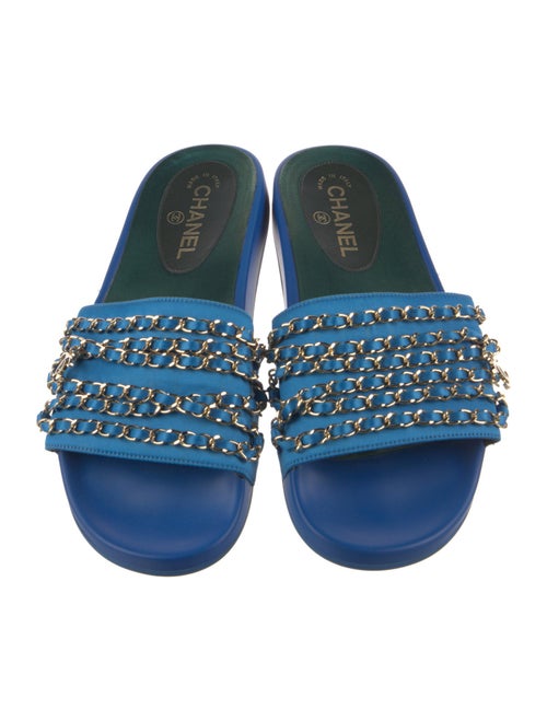 Chanel Interlocking CC Logo Leather Slides