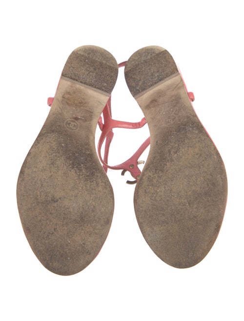 Chanel Interlocking CC Logo Patent Leather T-Strap Sandals