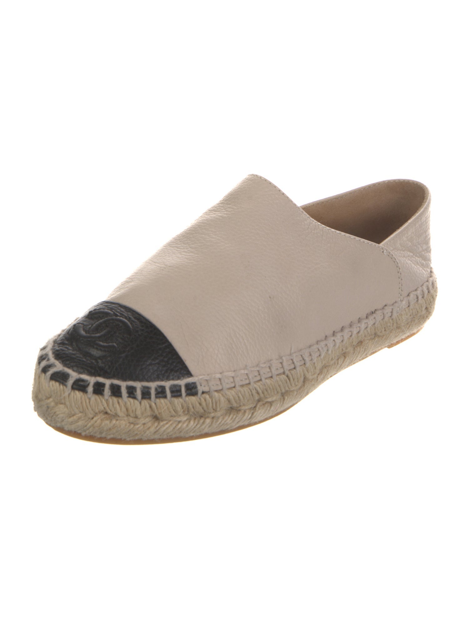 Chanel Interlocking CC Logo Leather Espadrilles